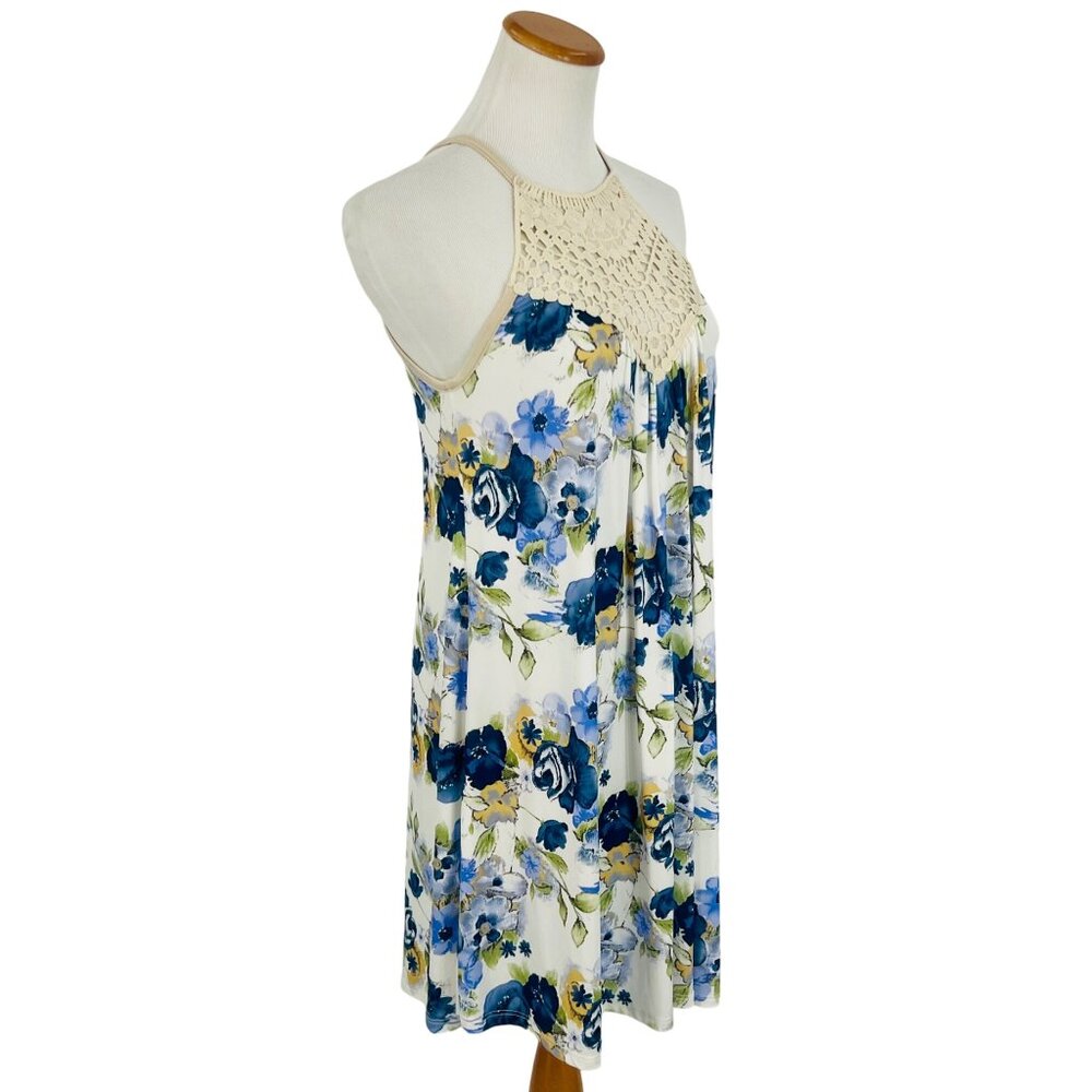 NWT Blue Ditsy Floral Lace Crochet Mini Dress | Cottagecore Coquette Soft Girl L - Picture 11 of 15